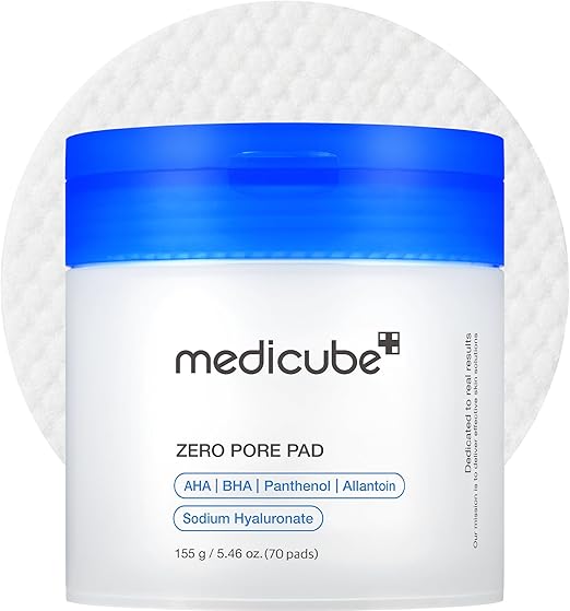 Medicube Zero Pore Pads 2.0, Dual-Textured Facial Toner Pads for Exfoliation and Pore Care with 4.5% AHA Lactic Acid & 0.45% BHA Salicylic Acid, Ideal for All Skin Types, Korean Skin Care (70 units) 155g