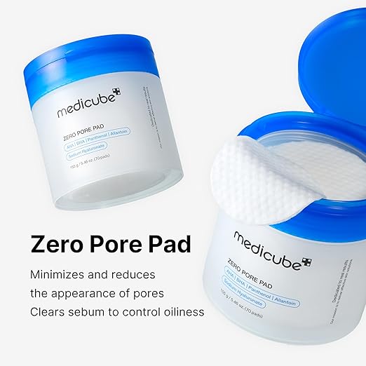 Medicube Zero Pore Pads 2.0, Dual-Textured Facial Toner Pads for Exfoliation and Pore Care with 4.5% AHA Lactic Acid & 0.45% BHA Salicylic Acid, Ideal for All Skin Types, Korean Skin Care (70 units) 155g