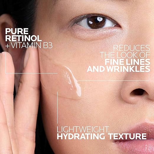 La Roche-Posay Pure Retinol Face Serum with Vitamin B3, Anti Aging Face Serum for Lines, Wrinkles & Premature Sun Damage to Resurface & Hydrate, Suitable for Sensitive Skin, 1.0 Fl. Oz/30ml