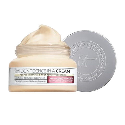 IT Cosmetics Confidence in a Cream - Hydrating & Anti Aging Face Moisturizer, Visibly Reduces Fine Lines, Wrinkles & Signs of Aging, Repairs Skin Barrier, With Squalane & Ceramides, For All Skin Types 4 US fl oz/ 120ml