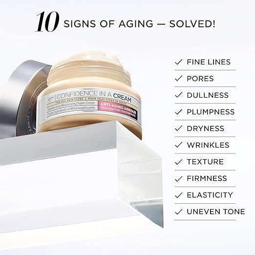IT Cosmetics Confidence in a Cream - Hydrating & Anti Aging Face Moisturizer, Visibly Reduces Fine Lines, Wrinkles & Signs of Aging, Repairs Skin Barrier, With Squalane & Ceramides, For All Skin Types 4 US fl oz/ 120ml