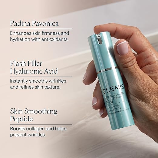 ELEMIS Pro-Collagen Super Serum Elixir, Anti-Wrinkle Concentrate to Nourish, Plump & Smooth for Healthy-Looking Glow, Fine Lines & Wrinkles Treatment, Anti-Aging Serum for Face 15ml/ 0.5 fl oz