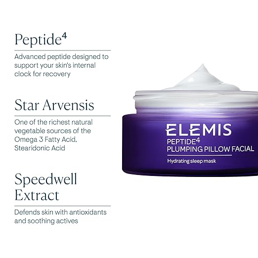 ELEMIS Peptide4 Plumping Pillow Facial Cooling Gel Sleep Mask Refreshes, Replenishes and Rehydrates for Radiant, Well-Rested Skin Overnight 50 mL/ 1.6 fl oz