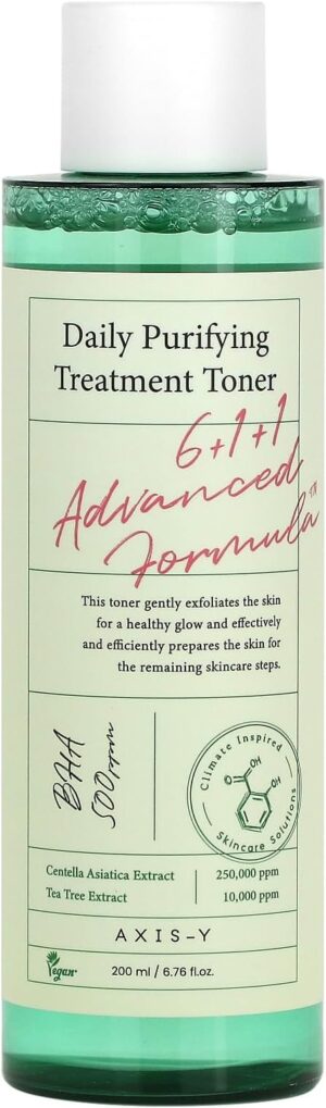 AXIS-Y Daily Purifying Treatment Toner with Salicylic Acid & Centella Asiatica - Pore Minimizer, Oil Control & Blemish Treatment Face Exfoliator - Vegan Korean Skin Care BHA Toner - 6.76 fl. oz. 200ML
