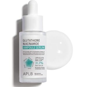 APLB Glutathione Niacinamide Ampoule Serum | LIPO GLUTA NIAC CEN™ 31.3% 1.35 FL.OZ 40ML/Korean Skincare, Long lasting moisturizing, Improve skin elasticity, Revitalize for gentle and improve skin texture
