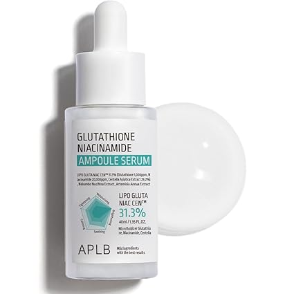 APLB Glutathione Niacinamide Ampoule Serum | LIPO GLUTA NIAC CEN™ 31.3% 1.35 FL.OZ 40ML/Korean Skincare, Long lasting moisturizing, Improve skin elasticity, Revitalize for gentle and improve skin texture