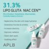 APLB Glutathione Niacinamide Ampoule Serum | LIPO GLUTA NIAC CEN™ 31.3% 1.35 FL.OZ 40ML/Korean Skincare, Long lasting moisturizing, Improve skin elasticity, Revitalize for gentle and improve skin texture