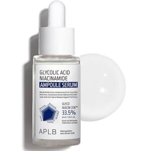 APLB Glycolic Acid Niacinamide Ampoule Serum | GLYCO NIACIN CEN™ 33.5% 1.35 FL.OZ/Korean Skincare, Replenishing moisture, Exfoliant, Revitalize for gentle and improve skin texture 40ML