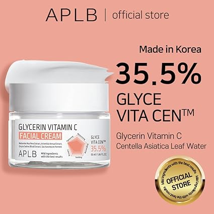 APLB Glycerin Vitamin C Facial Cream | GLYCE VITA CEN™ 35.5% 1.86 FL.OZ/Korean Skincare, Soothing, Moisture retention, Elasticity care, Revitalize for gentle and improve skin texture 55ML