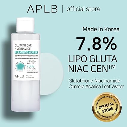 APLB Glutathione Niacinamide Cleansing Water | LIPO GLUTA NIAC CEN™ 7.8% 5.41 FL.OZ/Korean Skincare, Makeup remover for sensitive skin, Deep Hydration, Pore care 160ML