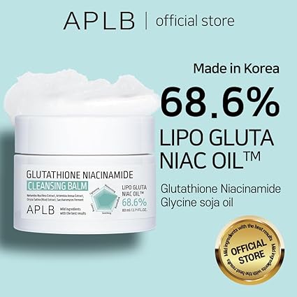APLB Glutathione Niacinamide Cleansing Balm | LIPO GLUTA NIAC OIL™ 68.6% 2.71 FL.OZ/Korean Skincare, Makeup remover for sensitive skin, Moisturize, Pore care 80ML
