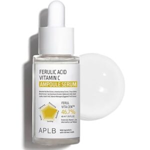 APLB Ferulic Acid Vitamin C Ampoule Serum | FERUL VITA CEN™ 46.7% 1.35 FL.OZ/Korean Skincare, Antioxidant, Wrinkle care, Dark spots, Elasticity care, Helps with skin discoloration 40ML