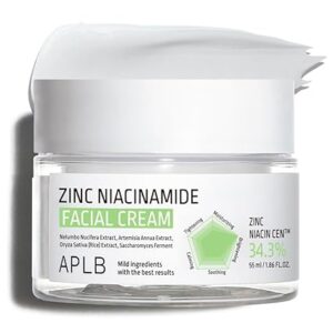APLB Zinc Niacinamide Facial Cream | ZINC NIACIN CEN™ 34.3% 1.86 FL.OZ/Korean Skincare, Acne & Pore care, Moisturize, Wrinkle care, Revitalize for gentle and improve skin texture 55ML