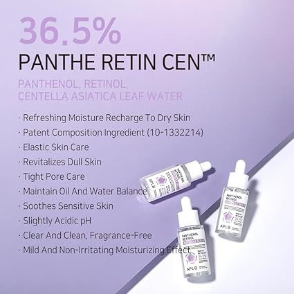 APLB Panthenol Retinol Ampoule Serum | PANTHE RETIN CEN™ 36.5% 1.35 FL.OZ/Korean Skincare, Deep hydration, Elasticity care, Sensitive skin, Wrinkle care, Revitalize for gentle and improve skin texture 40ML