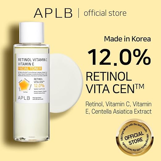 APLB Retinol Vitamin C Vitamin E Facial Toner | Retinol VITA CEN™ 12.0% 5.41 FL.OZ/Korean Skincare, Replenishing Moisture, Revitalize for Gentle and Improve Skin Texture Through Retinol 160ML
