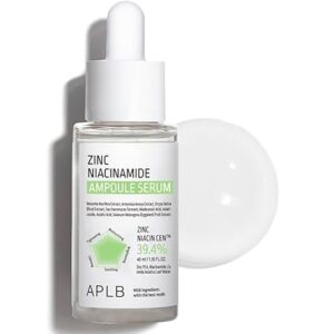 APLB Zinc Niacinamide Ampoule Serum | ZINC NIACIN CEN™ 39.4% 1.35 FL.OZ/Korean Skincare, Acne care, Pore care, Wrinkle care, Revitalize for gentle and improve skin texture 40ML
