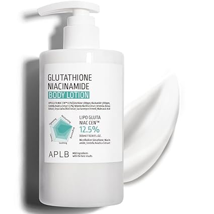 APLB Glutathione Niacinamide Body Lotion | LIPO GLUTA NIAC CEN™ 12.5% 10.14 FL.OZ/Korean Skincare, Long lasting hydration, Revitalize for gentle and improve skin texture 300ML
