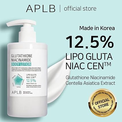 APLB Glutathione Niacinamide Body Lotion | LIPO GLUTA NIAC CEN™ 12.5% 10.14 FL.OZ/Korean Skincare, Long lasting hydration, Revitalize for gentle and improve skin texture 300ML