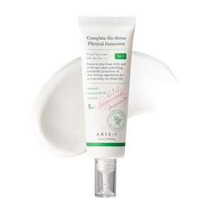 AXIS-Y Complete No-Stress Physical Sunscreen V3 - SPF 50 Mineral Sunscreen with 2% Niacinamide, Zinc Oxide Sunblock for Broad Spectrum Sun Care - Vegan Korean Skin Care -1.69 fl. oz. 50ML