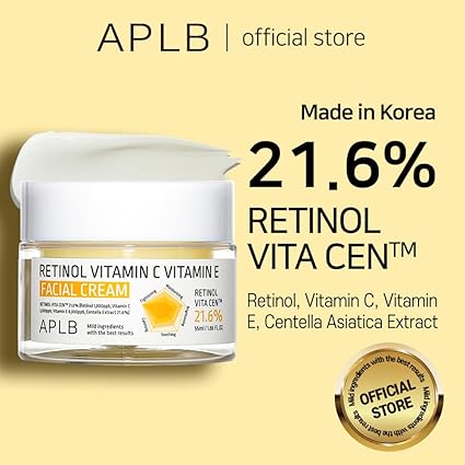 APLB Retinol Vitamin C Vitamin E Facial Cream | RETINOL VITA CEN™ 21.6% 1.86 FL.OZ/Korean Skincare, Deep hydration, Retinol, Revitalize for gentle and improve skin texture 55ML