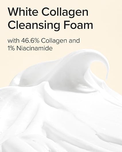 2EE Mary&May White Collagen Cleansing Foam - Deep Cleansing, Hydrating Formula for Firm and Radiant Skin with Niacinamide - Korean Skincare, EWG Green Grade, Hypoallergenic, 5.07 fl.oz. 150ML