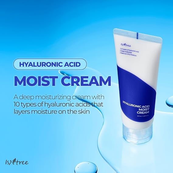 2II ISNTREE Hyaluronic Acid Moist Cream 100ml, 3.38 fl.oz | Korean Skincare | Deep Hydration for Dry Skin | Balances Oil & Moisture | Lightweight & Non-Greasy | Fragrance-Free