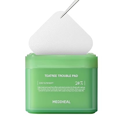 2N MEDIHEAL Teatree Trouble Facial Toner Pads with Tea Tree & Lactobacillus - Calming & Soothing for Sensitive & Acne Prone Skin - Vegan Face Gauze, 100 Pads