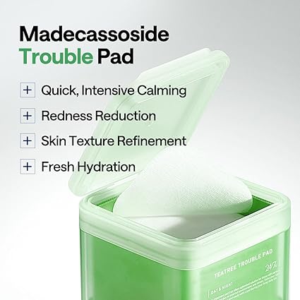 2NN MEDIHEAL Teatree Trouble Facial Toner Pads with Tea Tree & Lactobacillus - Calming & Soothing for Sensitive & Acne Prone Skin - Vegan Face Gauze, 100 Pads