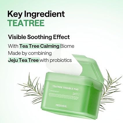 2NNN MEDIHEAL Teatree Trouble Facial Toner Pads with Tea Tree & Lactobacillus - Calming & Soothing for Sensitive & Acne Prone Skin - Vegan Face Gauze, 100 Pads