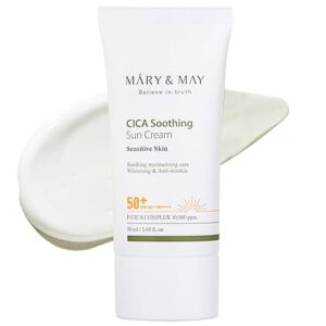 [Mary&May] CICA Soothing Sun Cream SPF50+ PA++++ 1.69 Fl Oz / 50ml | Light Absorption, Non-Sticky SPF, Hydration, No White Cast, Cica Facial, Daily care | Cruelty Free, Vegan 50ML