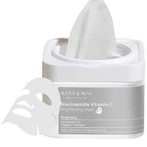 Mary&Amp;May Niacinamide Vitamin C Daily Mask - Quick Dispenser Type Korean Face Mask Sheet For Radiance Clear Skin - Dark Spot Correction And Luminous Skin - Hypoallergenic And Eco-Friendly, 30 Sheets 400G