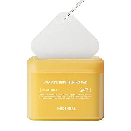 2V MEDIHEAL Vitamide Brightening Pad - Vegan Face Hypoallergenic Pads with Niacinamide, Sea Buckthorn - Radiance Boosting Pads for Clear, Illuminating Skin 100 Pads
