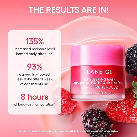 2XXX LANEIGE Lip Sleeping Mask: Nourish, Hydrate, Vitamin C, Murumuru & Shea Butter, Antioxidants, Flaky, Dry Lips 20G