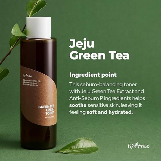 2YYY ISNTREE Green Tea Fresh Toner 200ml, 6.76 fl.oz | Korean Skincare | Toner for Oily Skin | Sebum Control | Hydrating and Refreshing