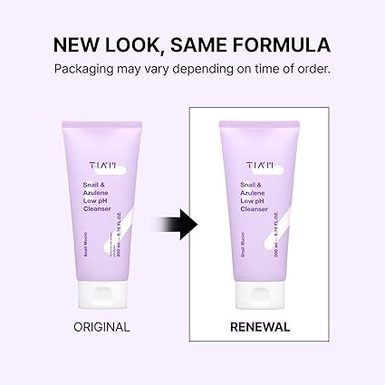 2dd TIA'M Snail&Azulene Low pH Cleanser, 6.76 fl oz, Daily Gentle Face Cleanser with Snail Mucin, Suitable for Sensitive Skin, pH Balancing, Korean Skin Care, Korean Face Wash 200ML