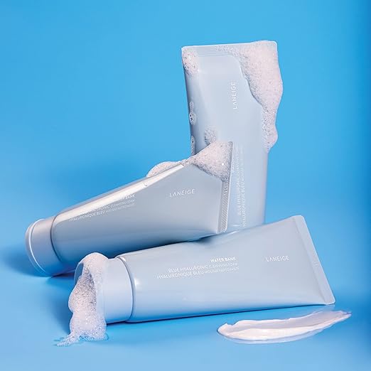 2llll LANEIGE Water Bank Cleansing Foam: Hyaluronic Acid, Papain, Visibly Smooth and Soften