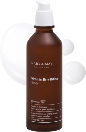 Mary&May Vitamin B5 + Bifida Toner - Nourishing Face Toner for Enhanced Skin Barrier Strength and Moisture Retention - 30,000ppm Bifida Fermentation & 1,000ppm Vitamin B5, 4.06 fl.oz. 120ML