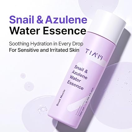 TIA'M Snail & Azulene Water Essence, 6.1 fl oz, Snail Mucin Essence Facial Toner, Calming, Hydrating with Snail Secretion Filtrate, Korean Skin Care 200ml