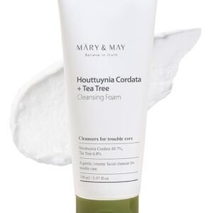 Mary&Amp;May Houttuynia Cordata + Tea Tree Deep Clean Foam - Pore Cleansing, Skin Trouble Care, Soothing Hydration - Korean Skincare, Ewg Green Grade, Hypoallergenic, 5.07 Fl Oz