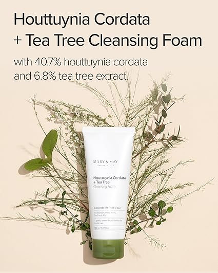 2www Mary&May Houttuynia Cordata + Tea Tree Deep Clean Foam - Pore Cleansing, Skin Trouble Care, Soothing Hydration - Korean Skincare, EWG Green Grade, Hypoallergenic, 5.07 fl oz