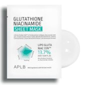 Aplb Glutathione Niacinamide Sheet Mask 10Pcs | Lipo Gluta Niac Cen™ 13.7% 0.85 Fl.oz/Korean Skincare, Deep Hydration &Amp; Soothing, Sensitive Skin, Improve Skin Elasticity