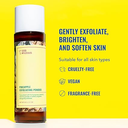 Good Molecules Pineapple Exfoliating Powder - Exfoliating Face Scrub with Natural Enzymes, Gentle Alcohol-Free Facial Cleanser, Skin Care for Face 60