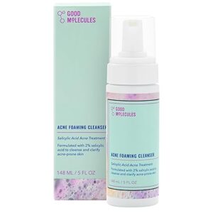 Good Molecules Acne Foaming Cleanser - 2% Salicylic Acid Foam Cleanser - Gentle Acne Face Wash with Alcohol Free Witch Hazel and Aloe - Skin Care for Face 148ML