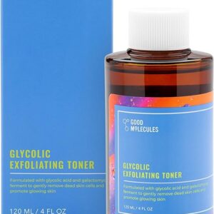 Good Molecules Glycolic Exfoliating Toner - Hyaluronic And Glycolic Acid Daily Toner For Face - Cleansing Facial Exfoliant For Glowing Even Skin Tone, Skin Care 120Ml/ 4Fl.oz