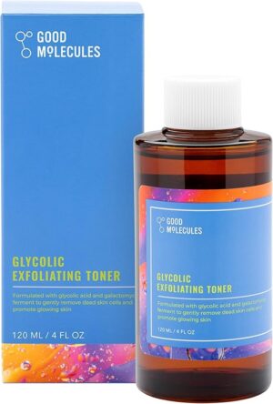 Good Molecules Glycolic Exfoliating Toner - Hyaluronic and Glycolic Acid Daily Toner for Face - Cleansing Facial Exfoliant for Glowing Even Skin Tone, Skin Care 120ML/ 4FL.OZ