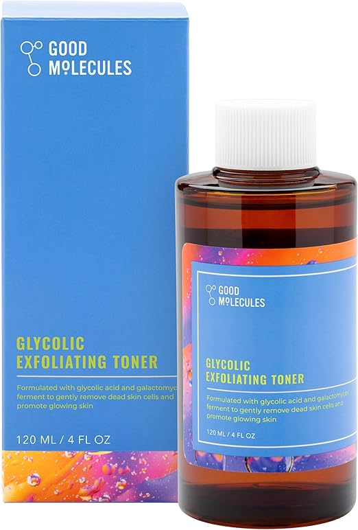 Good Molecules Glycolic Exfoliating Toner - Hyaluronic and Glycolic Acid Daily Toner for Face - Cleansing Facial Exfoliant for Glowing Even Skin Tone, Skin Care 120ML/ 4FL.OZ