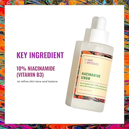 Good Molecules Niacinamide Serum - 10% Niacinamide to Target Acne, Nourishment, and Skin Tone - Ultra Hydrating Serum and Brightening Skin Care for Face 30ML