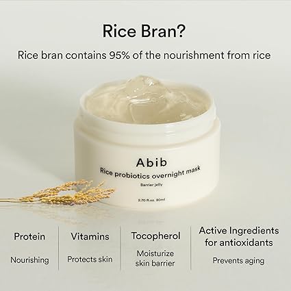 Abib Rice Probiotics Overnight Mask Barrier Jelly 2.7 fl oz I Moisturizer for Slugging Intensive Hydrating Nourishing Face Sleep Sleeping Mask for Korean Skin Care jelly eye cream clay mask glass skin 80ML