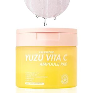 Yuzu Vita C Ampoule Pads – Korean Jelly Glow with AHA, PHA, Niacinamide & Vegan Collagen – Exfoliating & Brightening Toner for Radiant Skin (80 Pads) 150ML/5.07 FL OZ