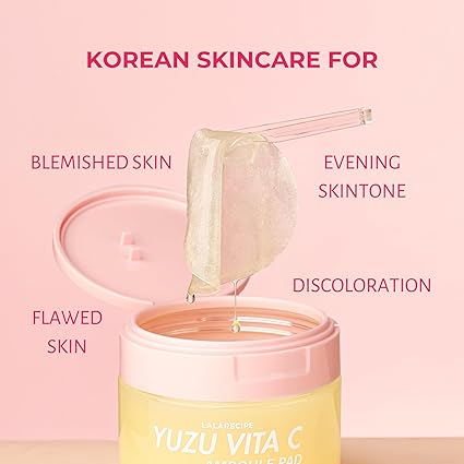Yuzu Vita C Ampoule Pads – Korean Jelly Glow with AHA, PHA, Niacinamide & Vegan Collagen – Exfoliating & Brightening Toner for Radiant Skin (80 Pads) 150ML/5.07 FL OZ